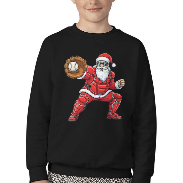 Santa Playing Baseball Baseball Lover Baseballer Xmas Youth Crewneck Sweatshirt Santa Playing Baseball Baseball Lover Baseballer Xmas Youth Crewneck Sweatshirt