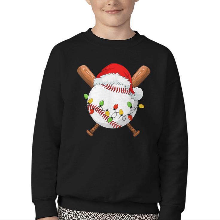 Santa Sports For Men Boys Christmas Baseball Player Youth Crewneck Sweatshirt