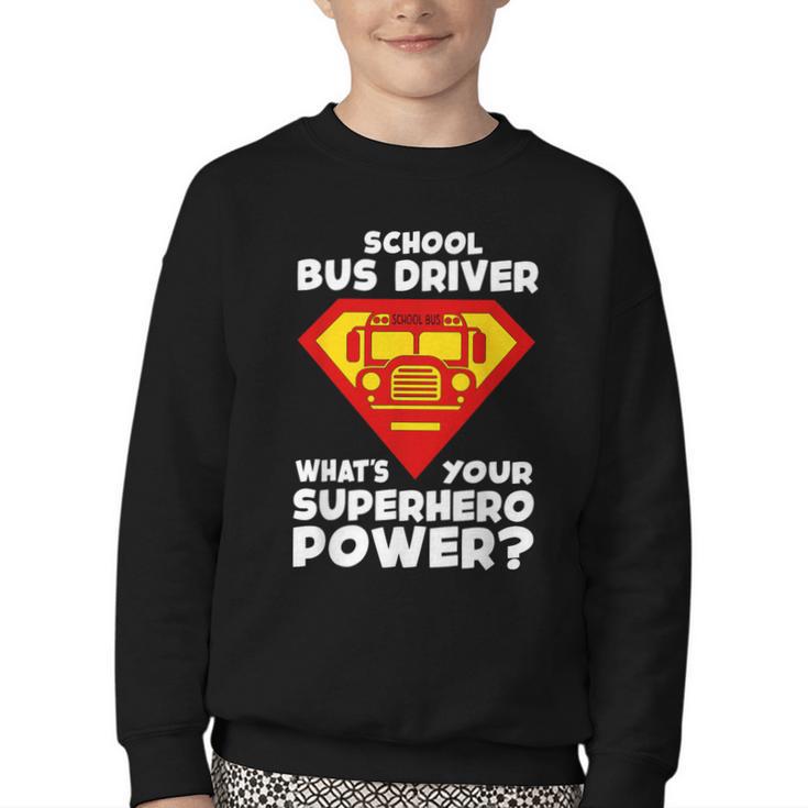 School Bus Driver Superhero Back To School Youth Crewneck Sweatshirt