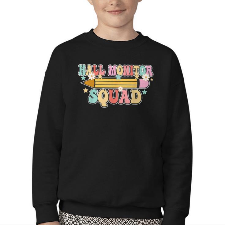School Hall Monitor Squad Cool Retro Back To School Team Youth Crewneck Sweatshirt