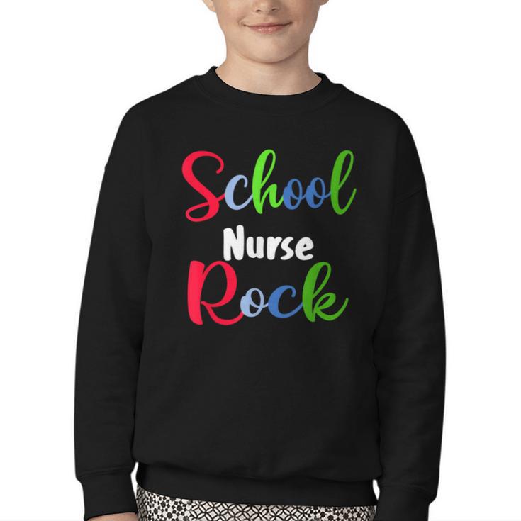 School Nurse Rock Back To School -Funny Nurses School Youth Crewneck Sweatshirt
