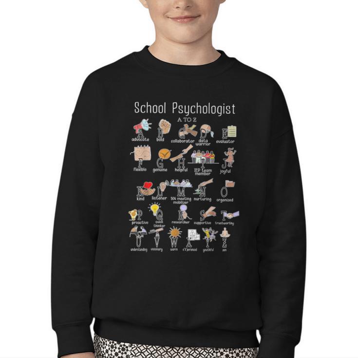 School Psychologist Alphabet ABCs Psychology Back To School Youth Crewneck Sweatshirt