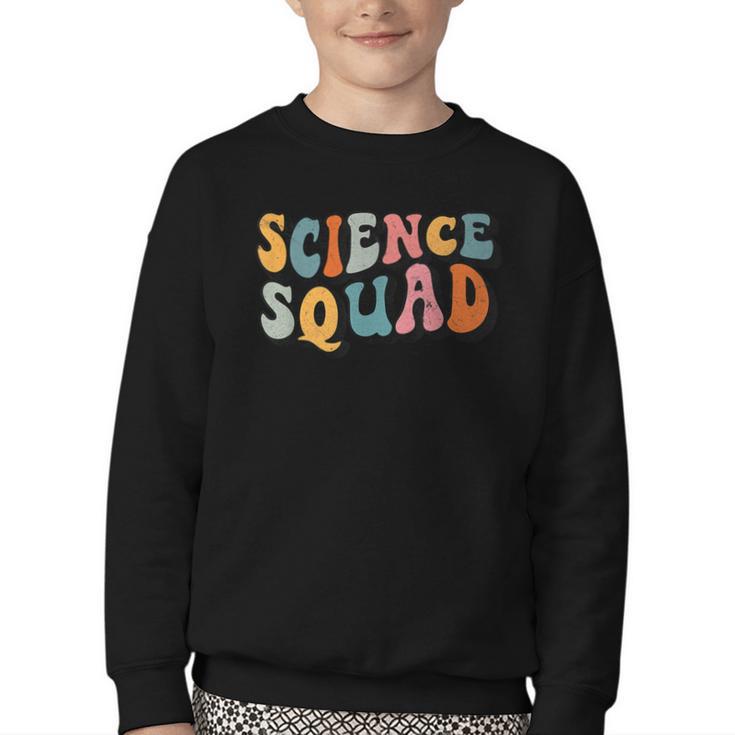 Science Squad Retro Groovy Back To School Matching Teaching Youth Crewneck Sweatshirt