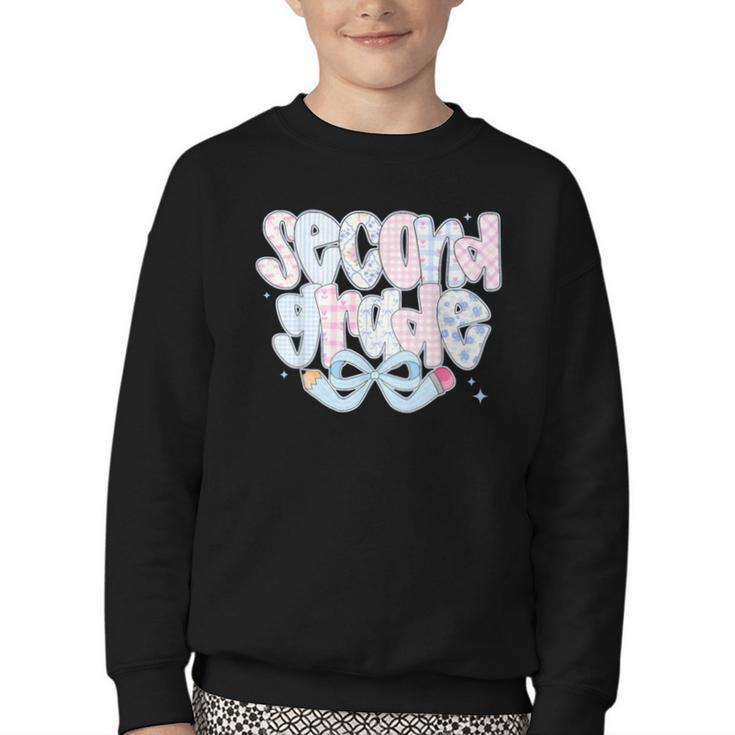 Second Grade Coquette Bow First Day Of School Back To School Youth Crewneck Sweatshirt