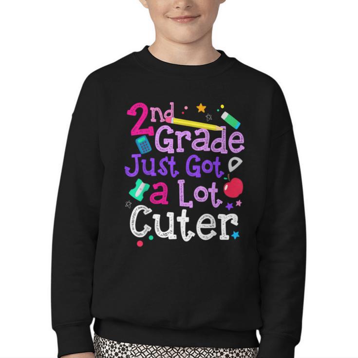 Second Grade Just Got Cuter Cute 2nd Grade Back To School Youth Crewneck Sweatshirt