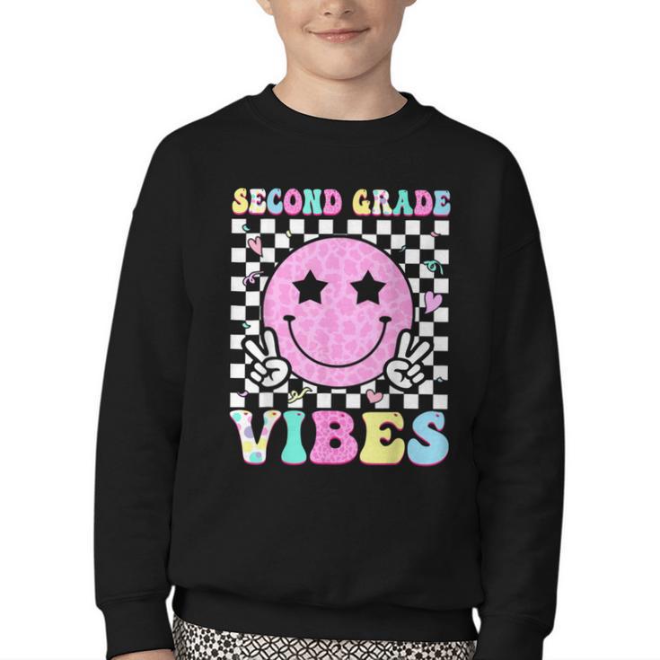 Second Grade Vibes Groovy Back To School 2nd Grade Girls Kid Youth Crewneck Sweatshirt Second Grade Vibes Groovy Back To School 2nd Grade Girls Kid Youth Crewneck Sweatshirt