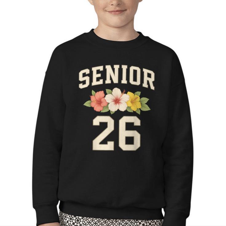 Senior Class Of 2026 Hibiscus Floral Girls Back To School Youth Crewneck Sweatshirt