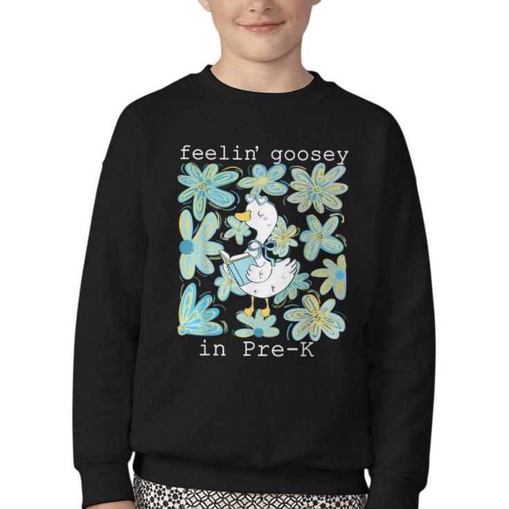 Silly Goose Back To School Feelin’ Goosey Pre-K Youth Crewneck Sweatshirt