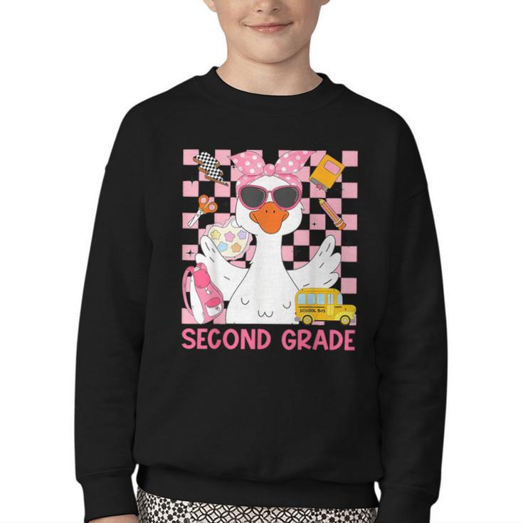 Silly Goose Second Grade Back To School Coquette Girly Youth Crewneck Sweatshirt