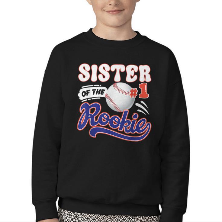 Sister Rookie Of Year 1st Birthday Baseball Theme Matching Youth Crewneck Sweatshirt