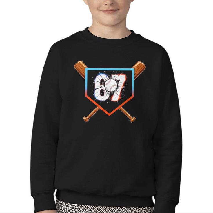 Six Seven 67 Baseball Birthday Boy Men Kids Boys Youth Crewneck Sweatshirt