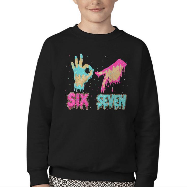 Six Seven 67 Meme Ice Cream Drip Baseball For Boy Kids Youth Crewneck Sweatshirt