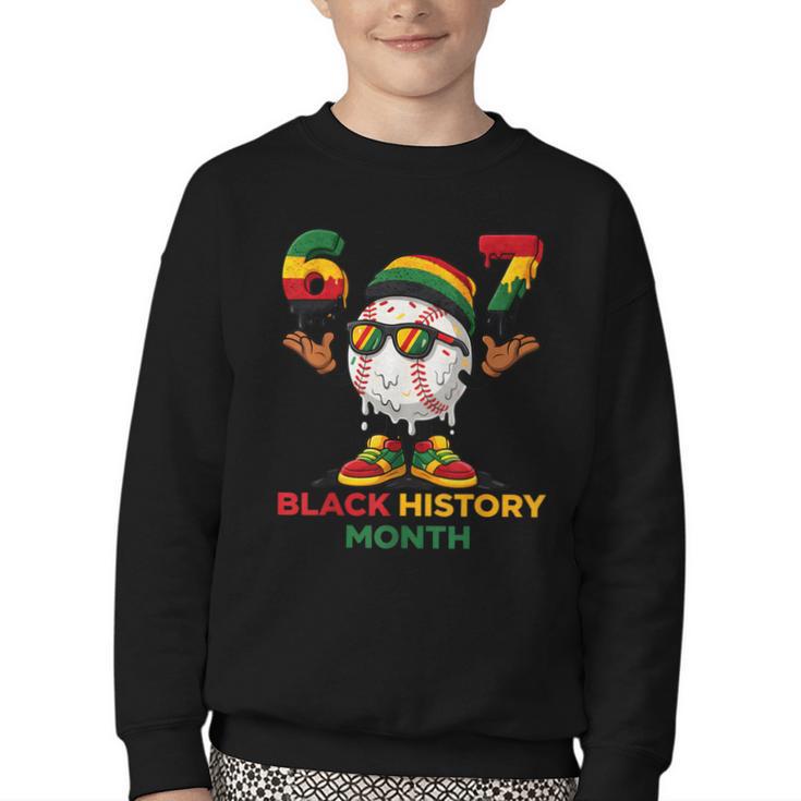 Six Seven History Month Baseball Drip Sports Youth Crewneck Sweatshirt