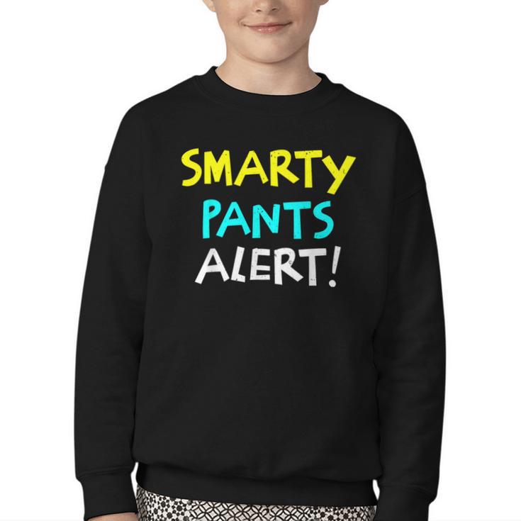 Smarty Pants Alert Nerd & Kids Back To School Youth Crewneck Sweatshirt
