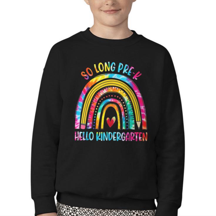 So Long Pre-K Hello Kindergarten Rainbow Back To School Youth Crewneck Sweatshirt