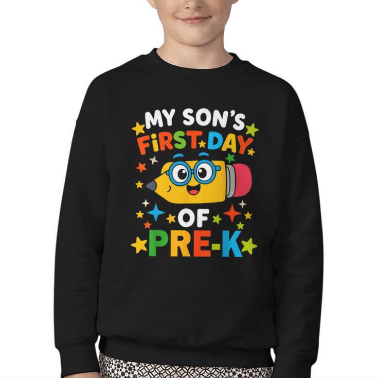 My Son's First Day Of Pre-K Back To School Kids Youth Crewneck Sweatshirt