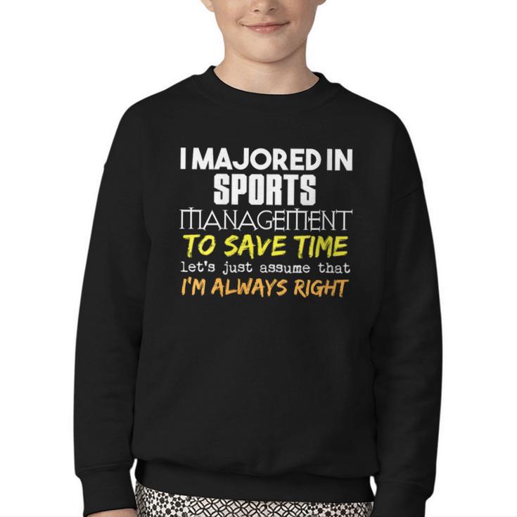 Sports Management Major For Back To School Youth Crewneck Sweatshirt