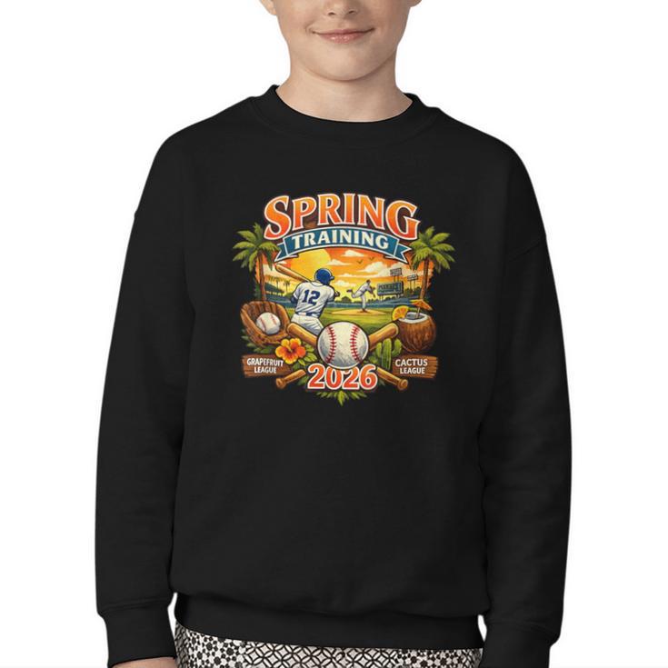 Spring Training 2026 Baseball Vintage Sunset Youth Crewneck Sweatshirt