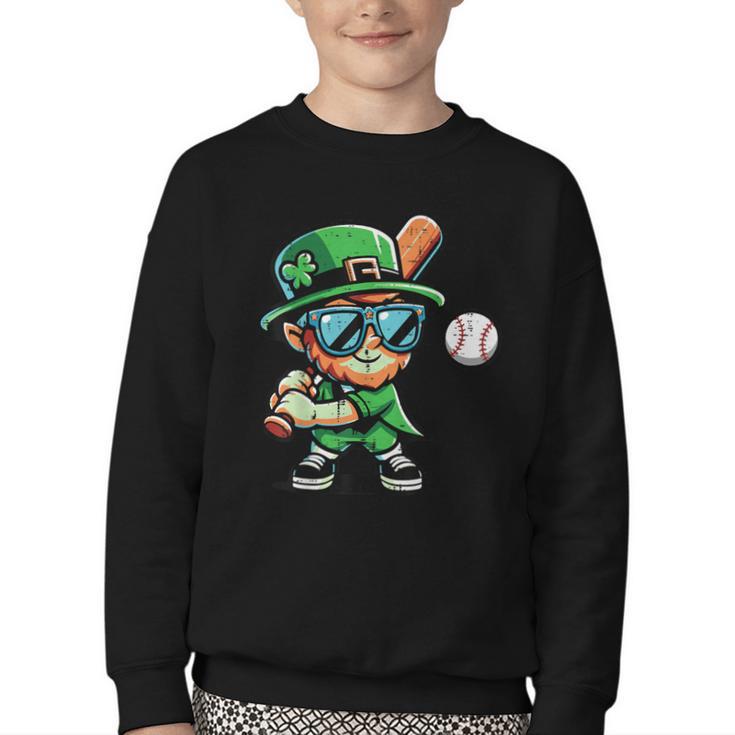 St Patricks Day Leprechaun Baseball Saint Paddys Boys Men Youth Crewneck Sweatshirt