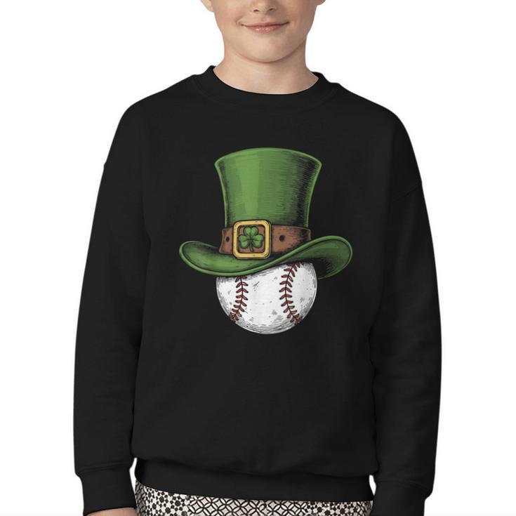 St Patricks Day Shamrock Baseball Saint Paddy's Kids Boys Youth Crewneck Sweatshirt