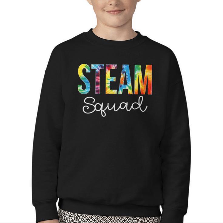 STEAM Squad For Work Tie Dye Back To School Appreciation Day Youth Crewneck Sweatshirt
