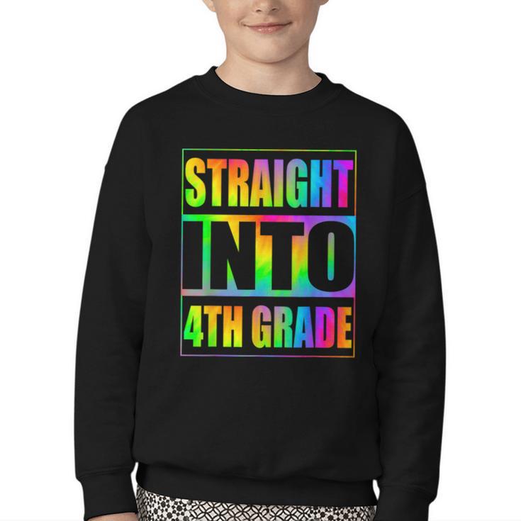 Straight Into 4th Grade Fourth Grade Back To School Youth Crewneck Sweatshirt