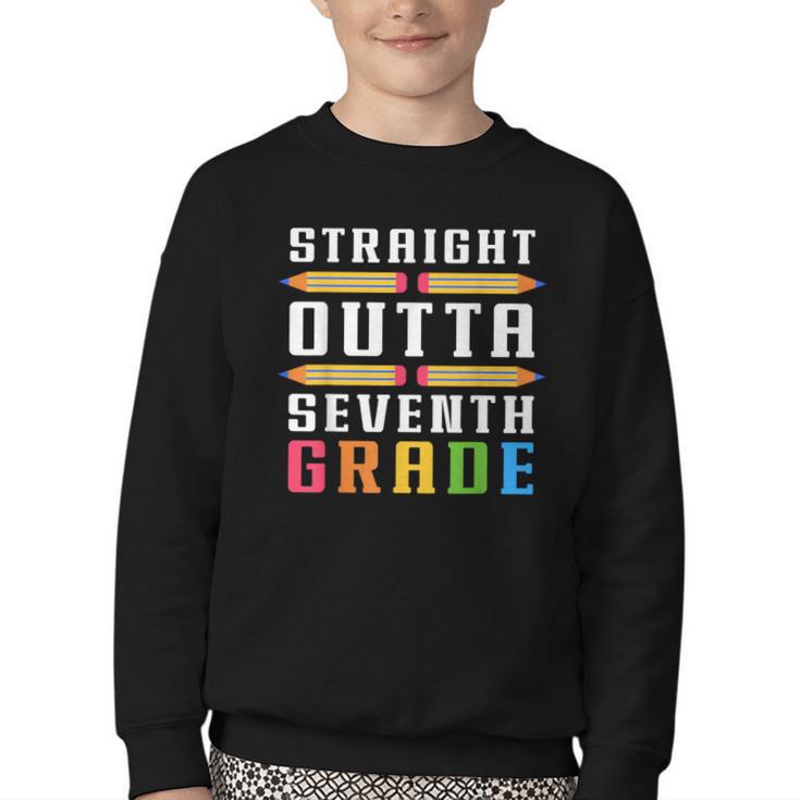 Straight Outta Seventh Grade Graduation Fun Back To School Youth Crewneck Sweatshirt
