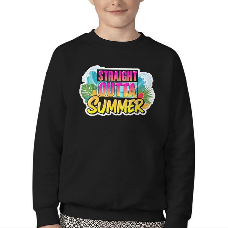 Straight Outta Summer Back To School First Day Fall Autumn Youth Crewneck Sweatshirt