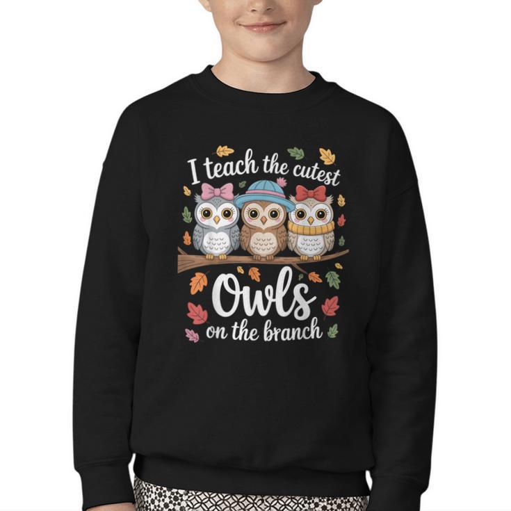 Teaching Owls On The Branch Back To School Youth Crewneck Sweatshirt