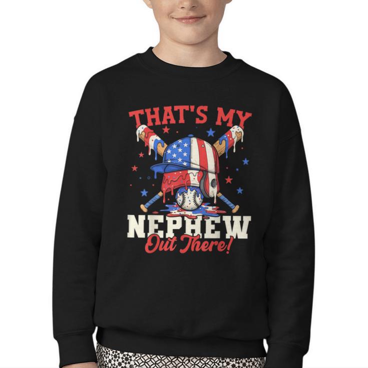 That's My Nephew Out There Baseball Cream Drip Crossed Bat Youth Crewneck Sweatshirt