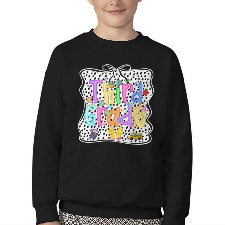 Third Grade Dalmatian Dots 3rd Grade Back To School Girls Youth Crewneck Sweatshirt