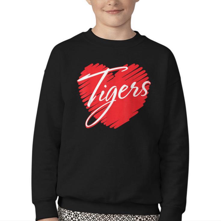 Tigers Heart Back To School Spirit R Youth Crewneck Sweatshirt