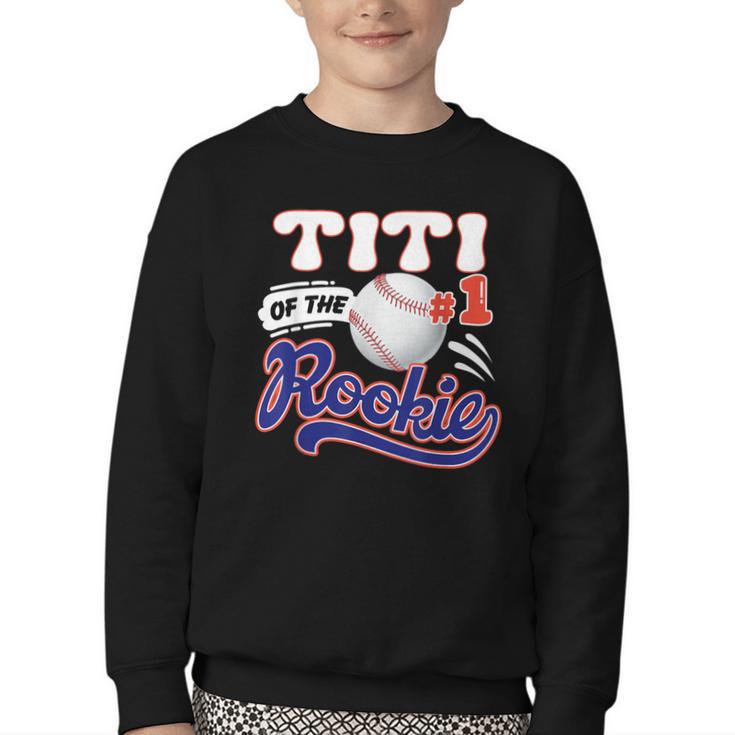 Titi Rookie Of Year 1st Birthday Baseball Theme Matching Youth Crewneck Sweatshirt
