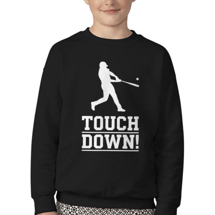 Touchdown Baseball Football Sports Youth Crewneck Sweatshirt