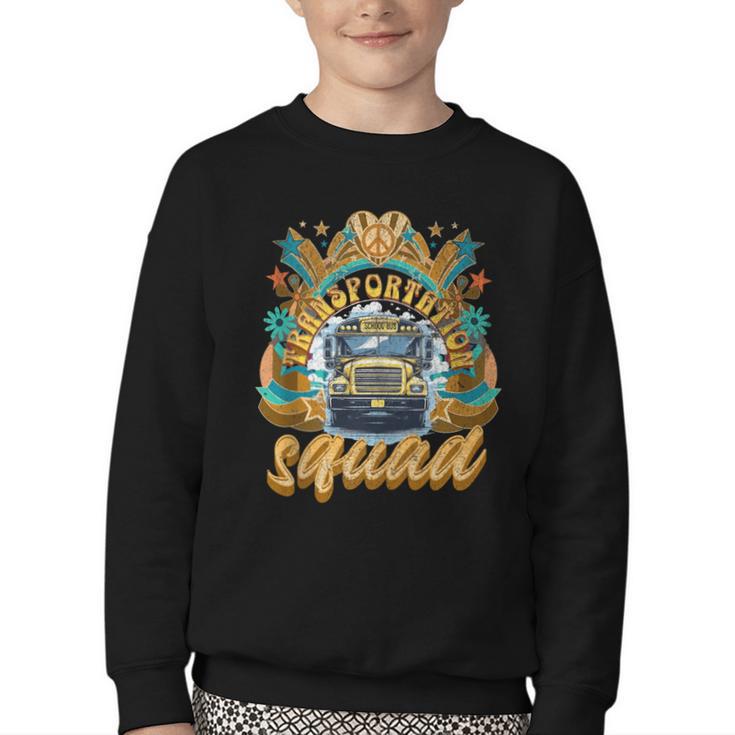 Transportation Squad Retro Bus Aide Back To School Matching Youth Crewneck Sweatshirt