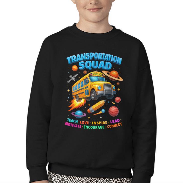 Transportation Squad School Bus Back To School Retro Youth Crewneck Sweatshirt