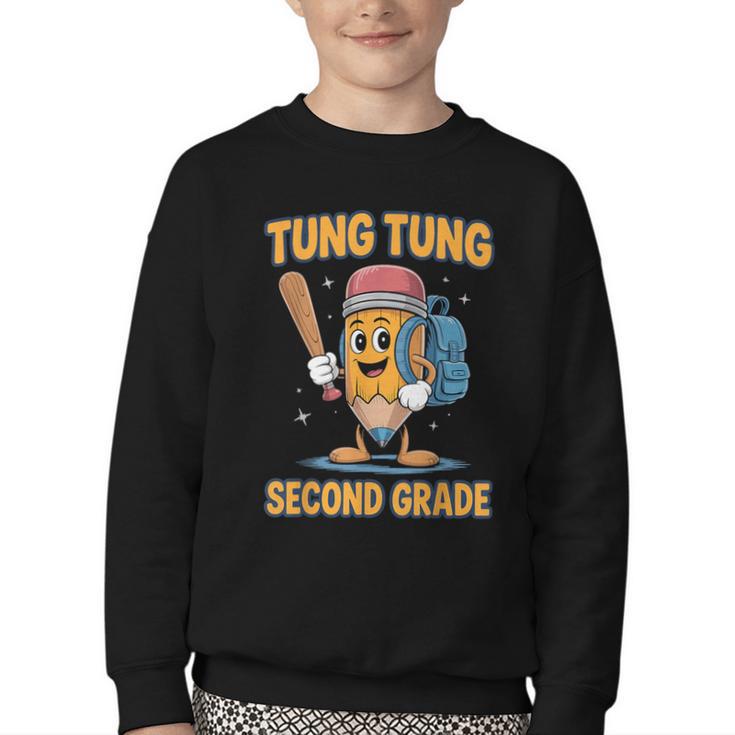 Tung Tung Sahur 2nd Grade Italian Brainrot Back To School Youth Crewneck Sweatshirt