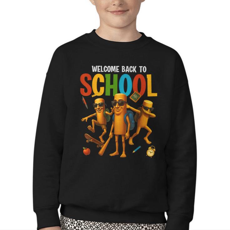 Tung Tung Tung Sahur Back To School Italian Brainrot Meme Youth Crewneck Sweatshirt