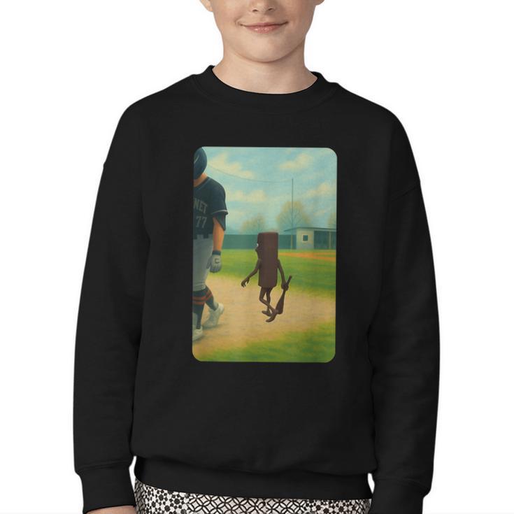 Tung Tung Tung Sahur Baseball Meme Youth Crewneck Sweatshirt
