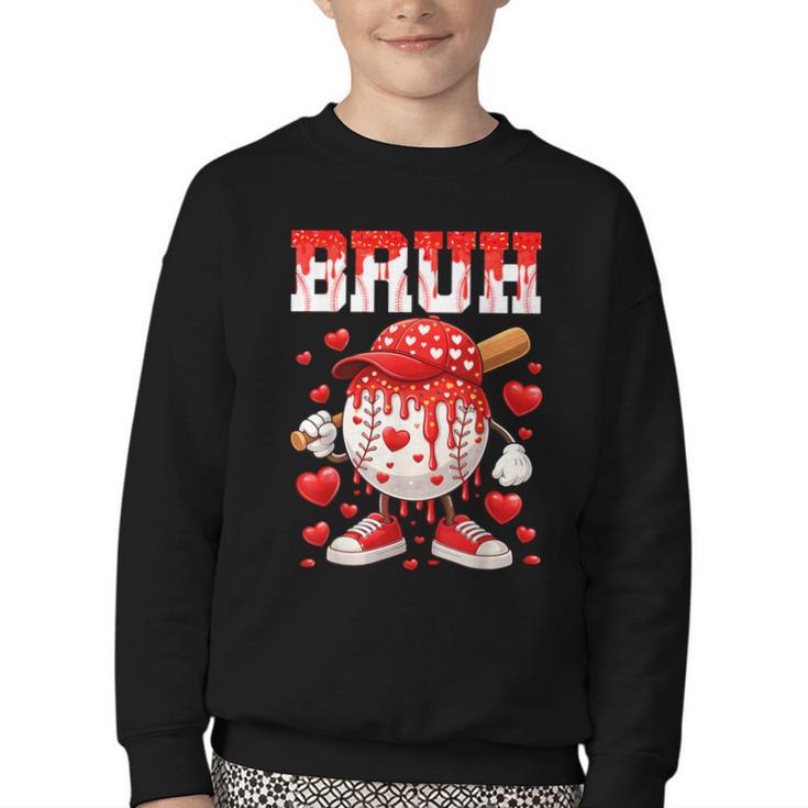 Valentines Day Baseball Drip Boys Bruh Ice Cream Toddler Kid Youth Crewneck Sweatshirt