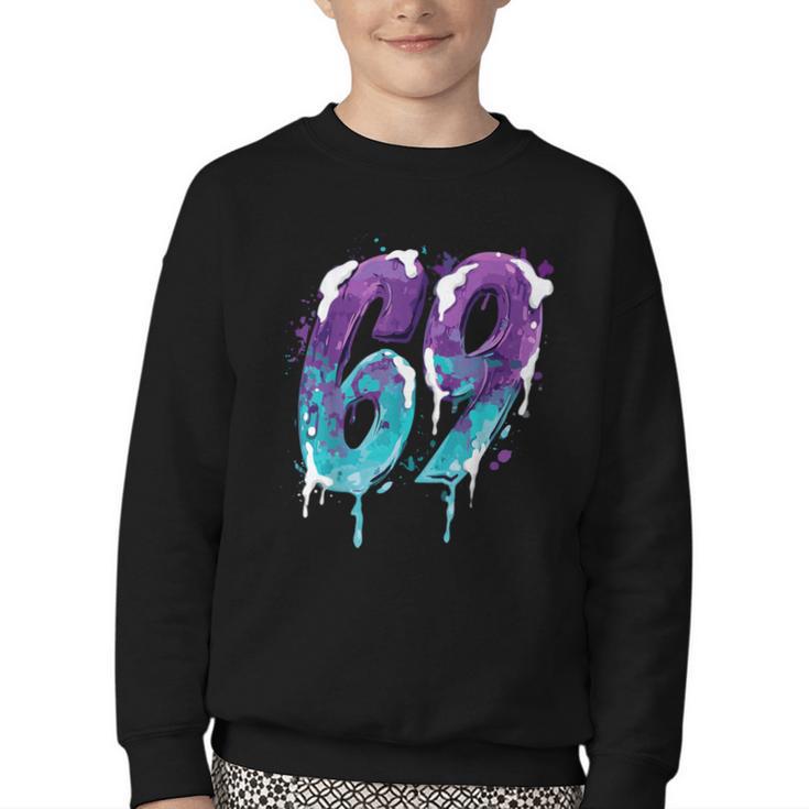 Vintage Baseball 69 Number Youth Crewneck Sweatshirt