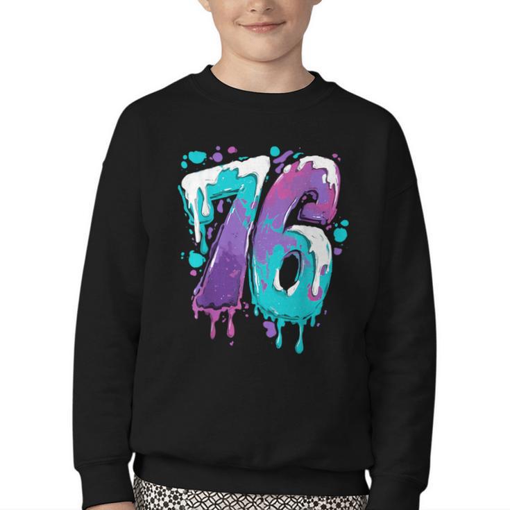 Vintage Baseball 76 Number Youth Crewneck Sweatshirt