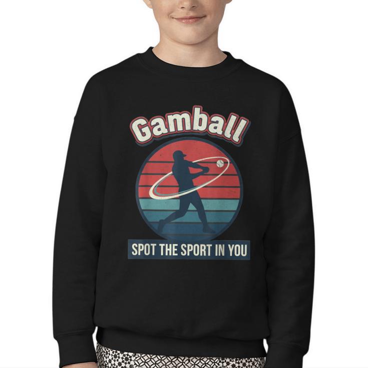 Vintage Baseball Batter Retro Sports Circle Graphic Youth Crewneck Sweatshirt