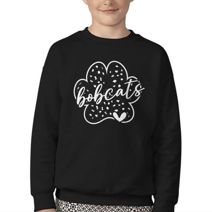 Vintage Bobcats Team Pride School Spirit Back To School Youth Crewneck Sweatshirt