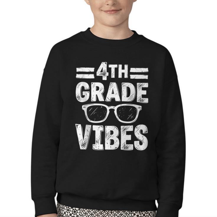 Vintage Fourth 4TH Grade Vibes Back To School First Day Kids Youth Crewneck Sweatshirt