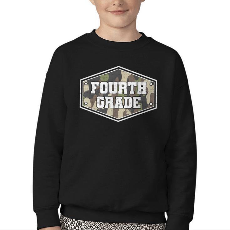 Vintage Fourth Grade Old Camo Back To School Boys 4th Grade Youth Crewneck Sweatshirt
