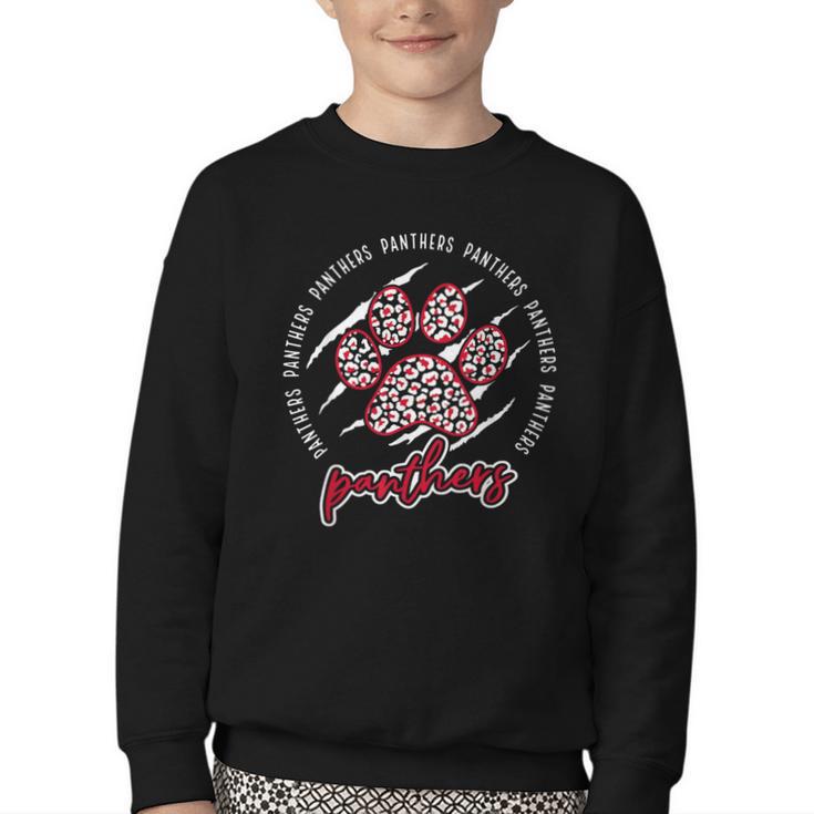 Vintage Panthers School Sports Name Spirit Back To School Youth Crewneck Sweatshirt