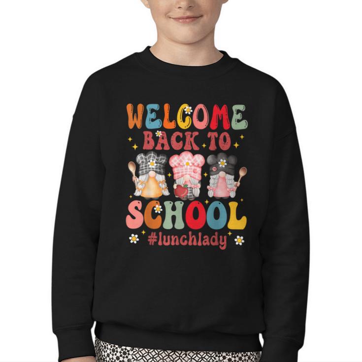 Welcome Back To School Cafeteria Worker Lunch Lady Youth Crewneck Sweatshirt