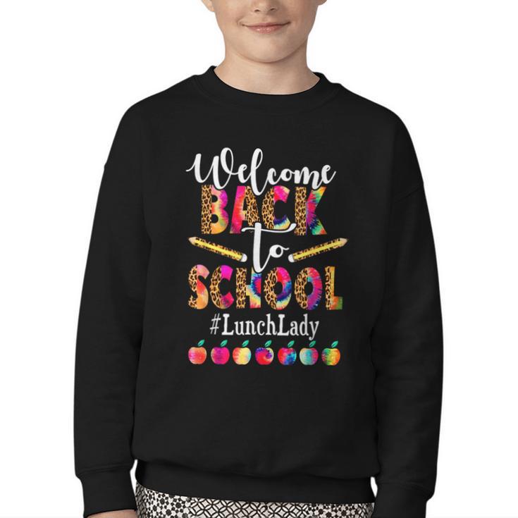 Welcome Back To School Lunch Lady Leopard On First Day Of School Youth Crewneck Sweatshirt