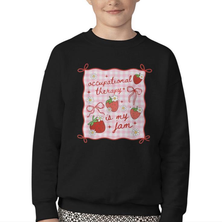 Women Occupational Therapy Cute Strawberry OT Back To School Youth Crewneck Sweatshirt